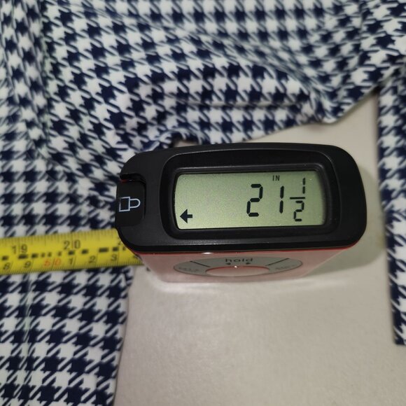 Lands End Womens Houndstooth Button-Up Shirt 12P Long Sleeve 100% Cotton Navy/Wh - Picture 5 of 6